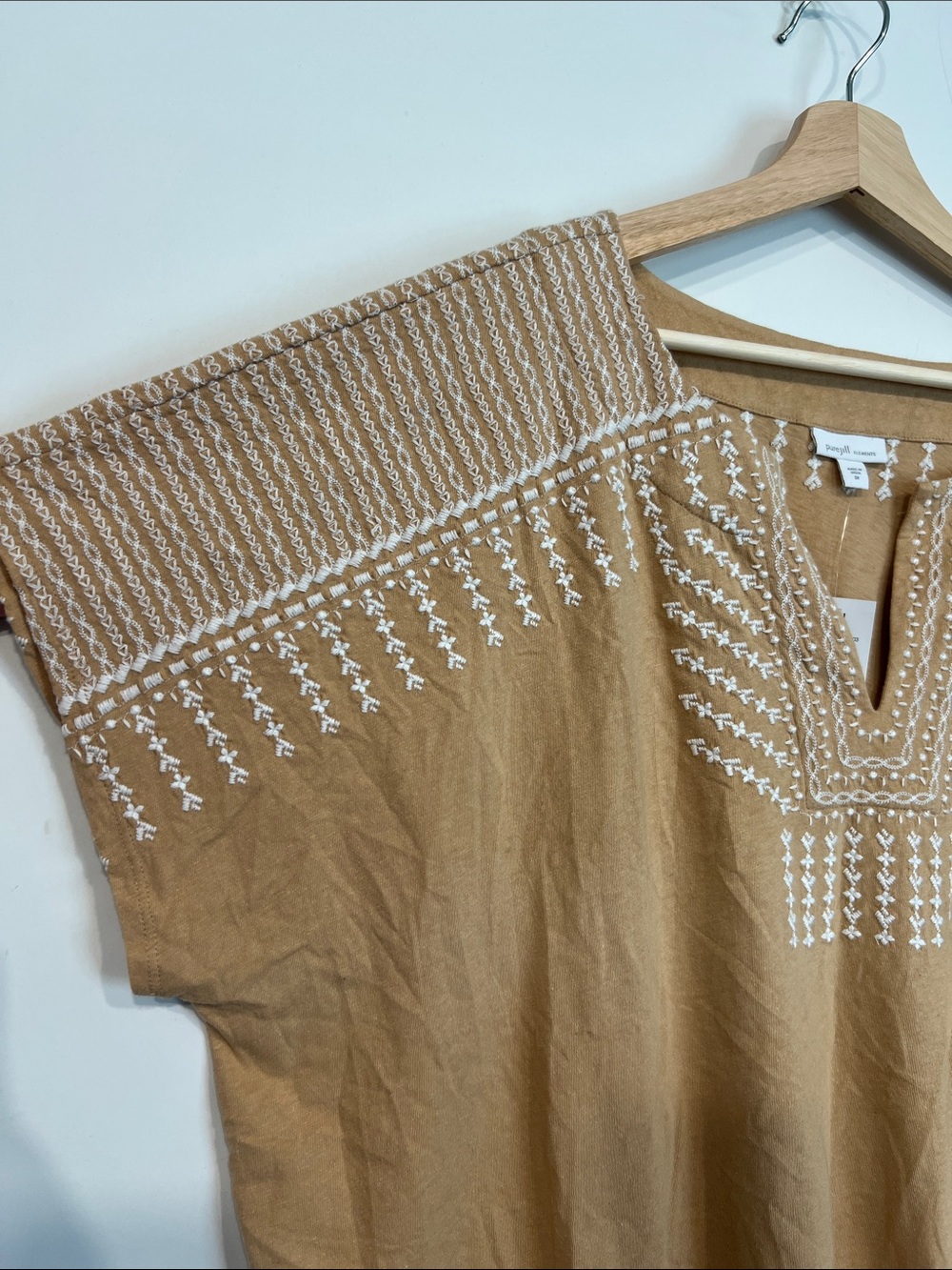 NEW J. Jill Pure Jill Elements Embroidered Shirt in Tan Size 3X - Picture 3 of 7